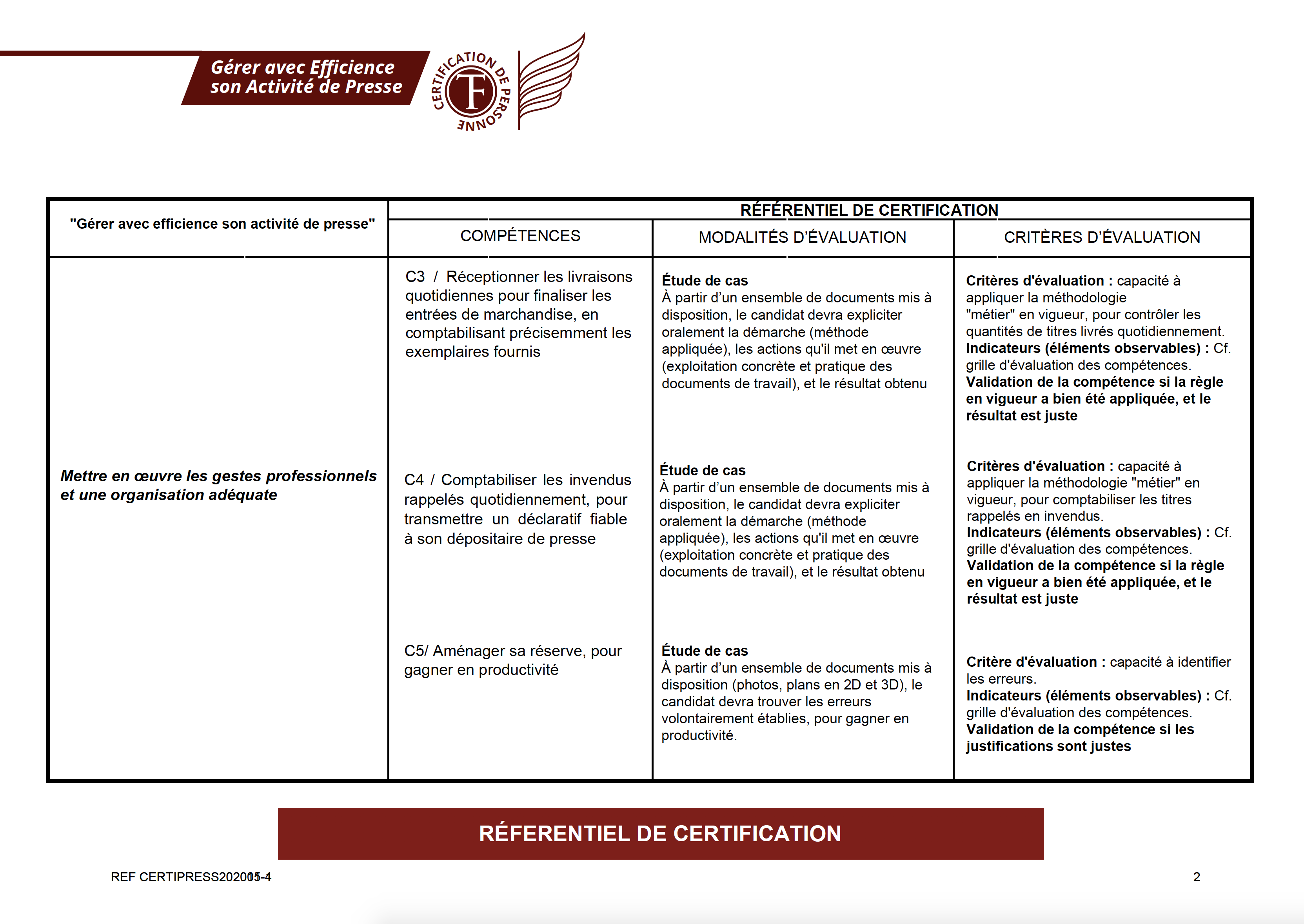 RÉfÉrentiel De CompÉtences Et DÉvaluation Cefomep 1804